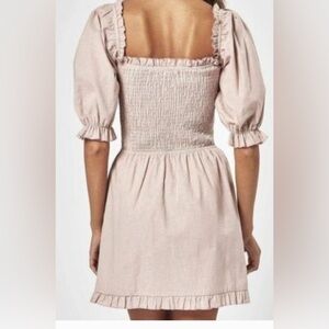 Charlie Holiday / Anthropology pink dress linen / cotton
